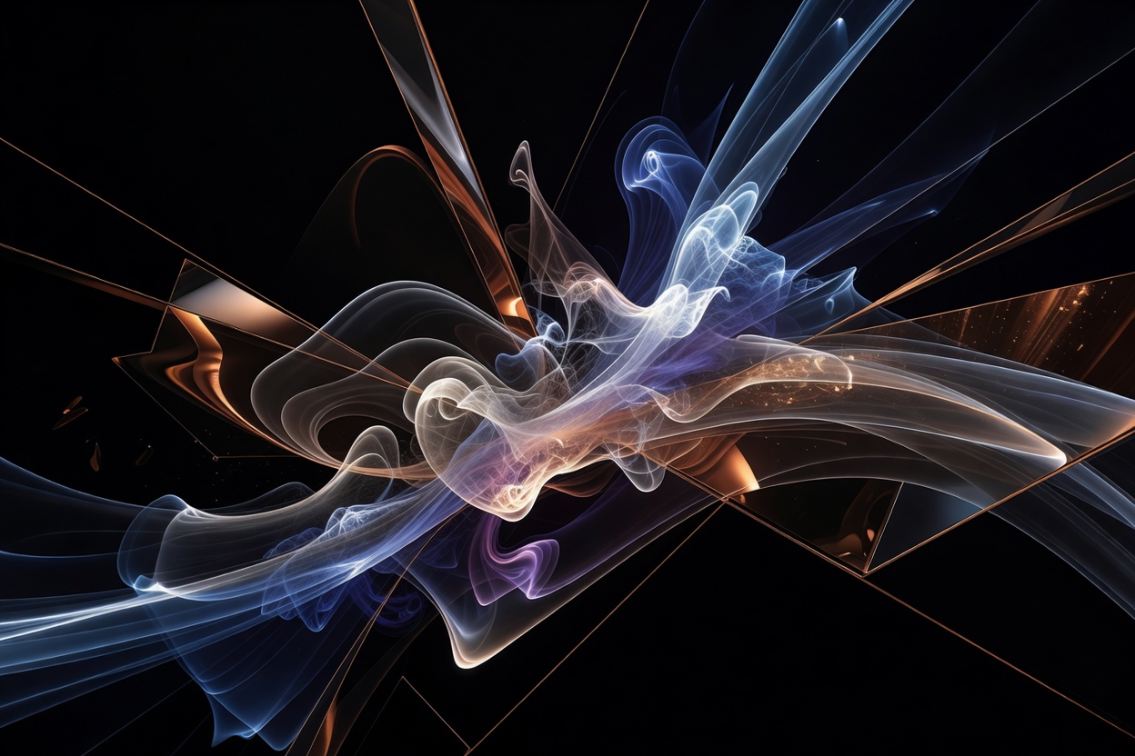 Abstract high-speed airflow visualization on black and copper background styling